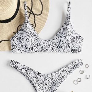 Leopard Bikini Top Black one shoulder top